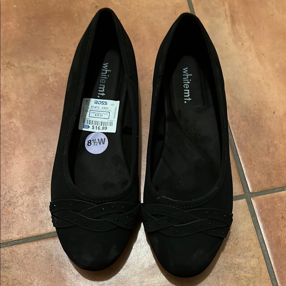 Black Flats and Loafers with Textured Fabric
